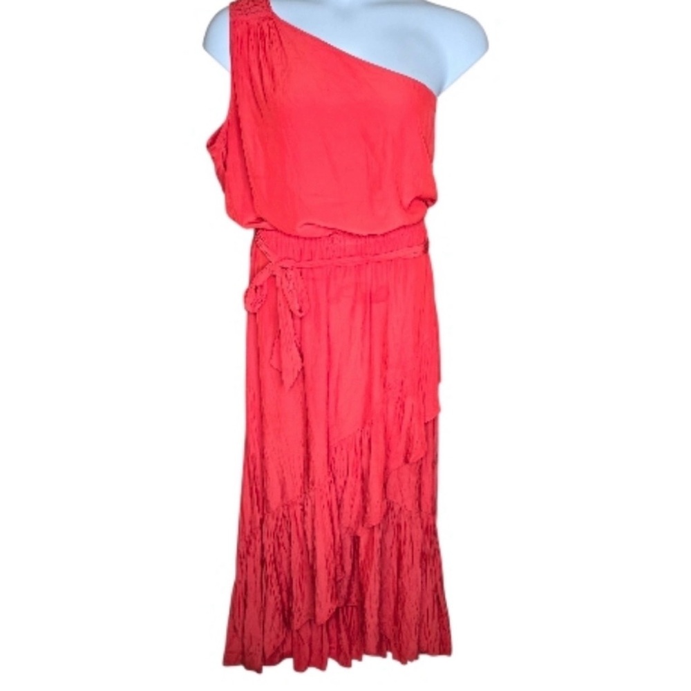 Ramy Brook Nicola Red One Shoulder Asymmetrical Midi Maxi Dress Size L - Picture 2 of 9